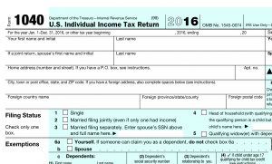Top third of 2016 form 1040