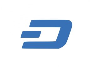 Dash crypto blue logo on white background